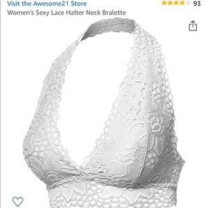 NEVER USED XXL WHITE HALTER LACE BRALETTE